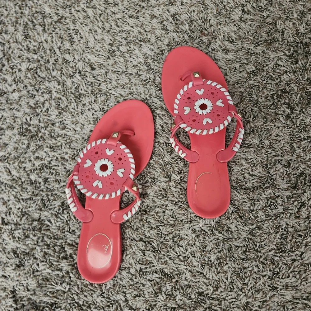 Jack Rogers Vibrant Pink Georgica Jelly Plastic Sandals 7